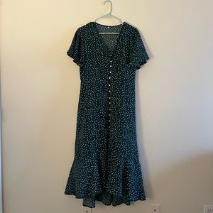 Emerald green/white dress (NWOT)